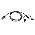 1m 3-in-1 Apple iPhone 8-pin Lightning/Micro B/Type-C to USB A Male Cable with Black Mesh - Apple MFi certified