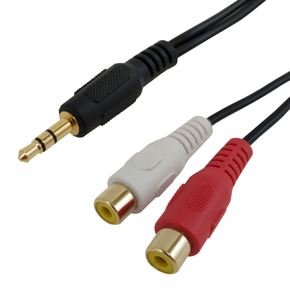 3.5mm Stereo Male to 2x RCA Female Audio Cable - 6 inch