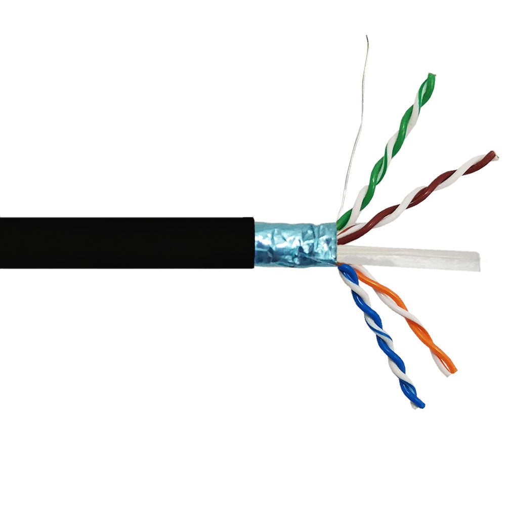 1000ft CAT6A Solid Shielded F/UTP 650MHz 23AWG CMP Plenum Bulk Cable - Black