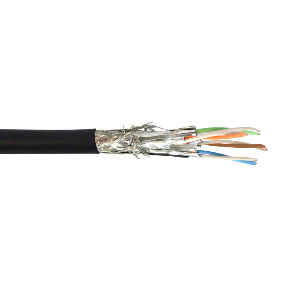 1000ft 4 Pair CAT6A Stranded Shielded S/FTP FT4/CMR Bulk Cable - Black