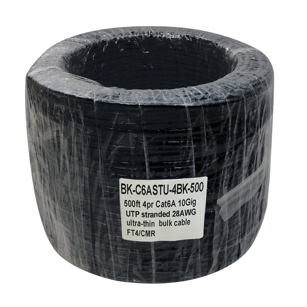 500ft 4 Pair CAT6A 10Gig UTP Stranded 28AWG Ultra-Thin Bulk Cable FT4 - Blue