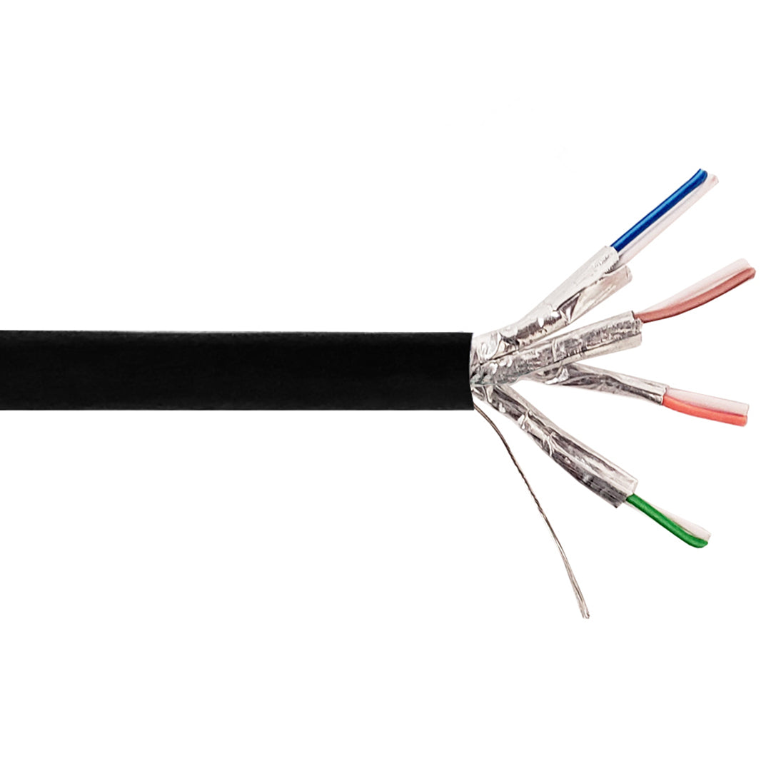 CAT6 Hi-Flex Harsh Environment 4 Pair 26AWG U/FTP Stranded Bulk Cable – PUR Jacket - BLACK - 1000ft