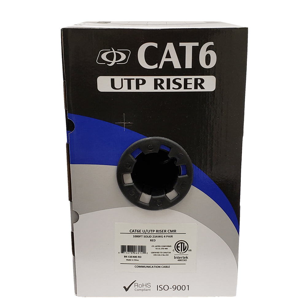 4 Pair CAT6 Solid U/UTP 550Mhz 23AWG CMR Riser Bulk Cable - 200ft - White
