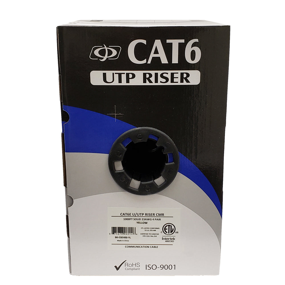 4 Pair CAT6 Solid U/UTP 550Mhz 23AWG CMR Riser Bulk Cable - 100ft - Red