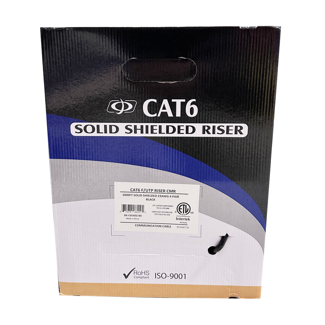 1000ft 4 Pair CAT6 550Mhz F/UTP Solid 23AWG CMR Riser Rated Bulk Cable - Green