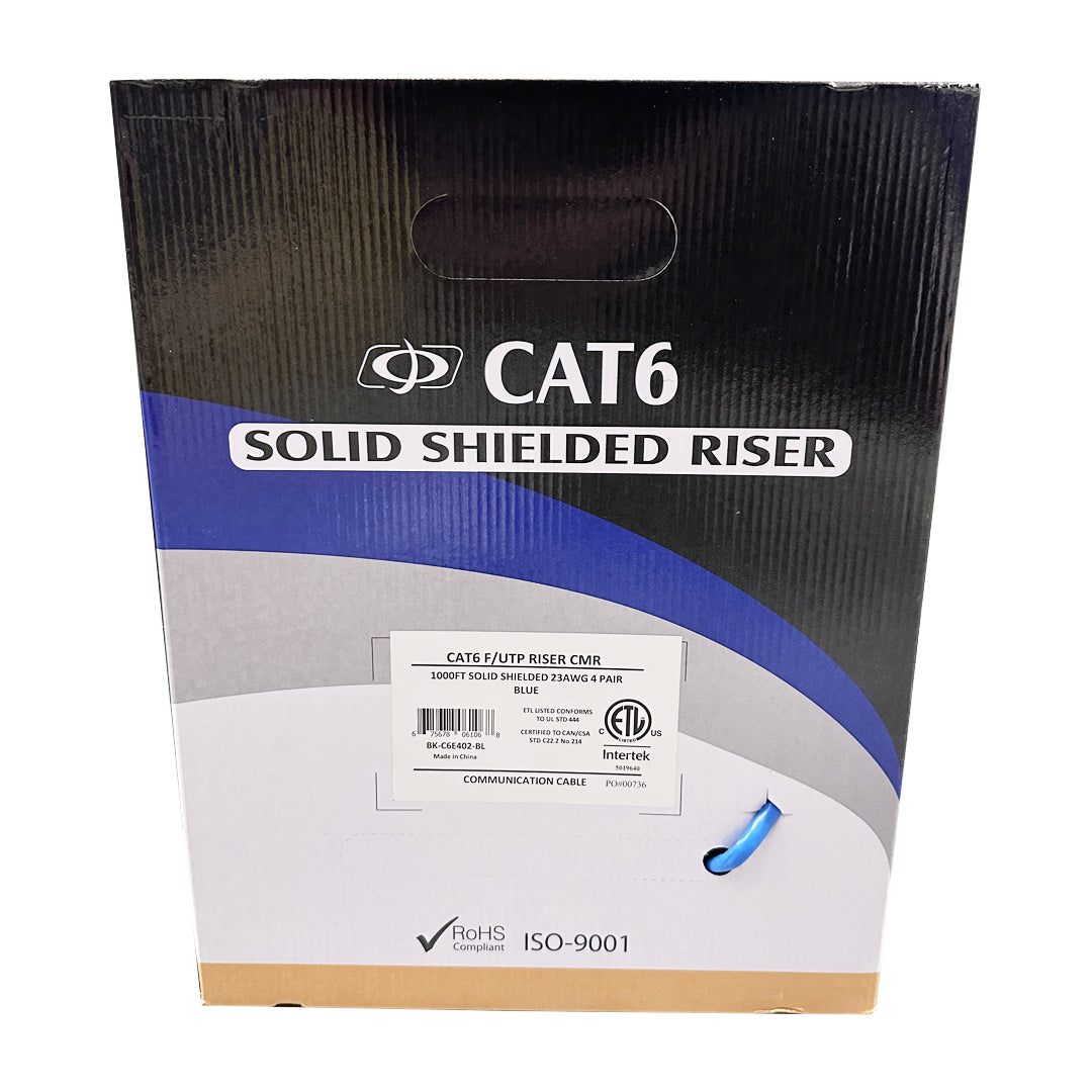 1000ft 4 Pair CAT6 550Mhz F/UTP Solid 23AWG CMR Riser Rated Bulk Cable - White