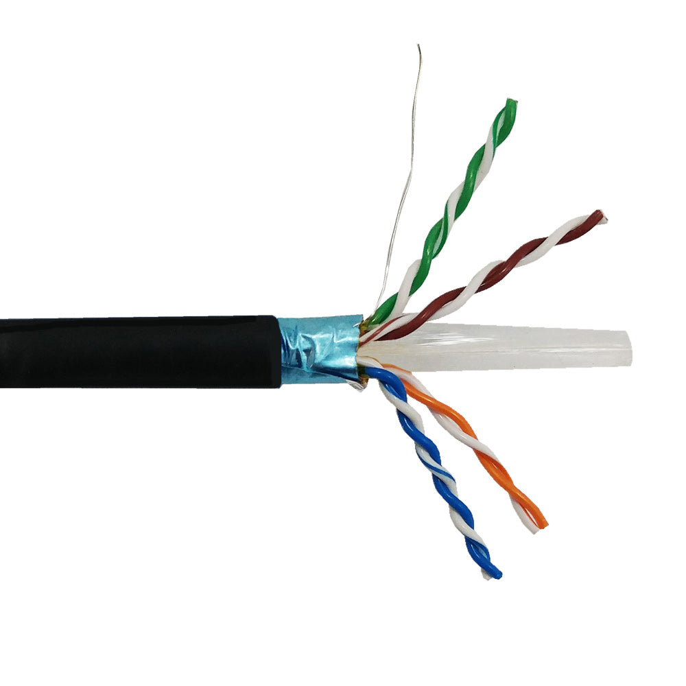 1000ft CAT6 550Mhz Solid Shielded F/UTP 23AWG CMP Plenum Bulk Cable - Black