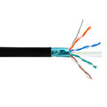 1000ft 4 Pair CAT6 550Mhz Shielded FTP Solid UV / Direct Burial Bulk Cable - Black