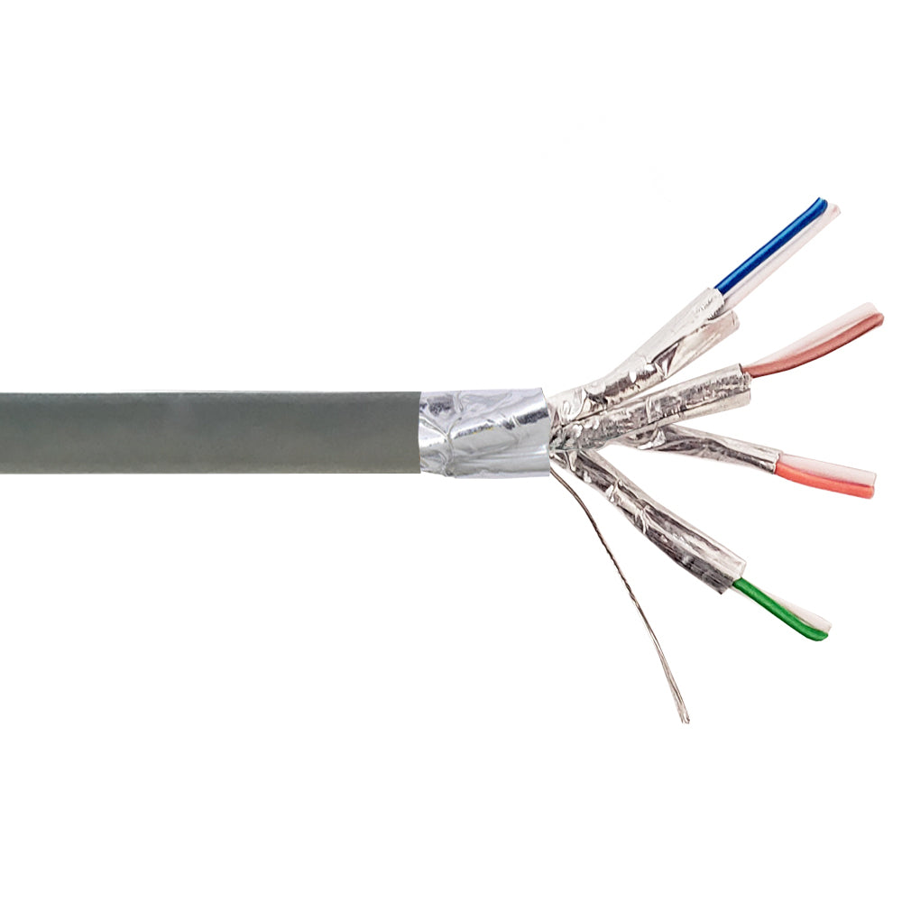 1000ft 4 Pair CAT6 550Mhz 26AWG Stranded Shielded FFTP FT4/CMR Bulk Cable - Grey