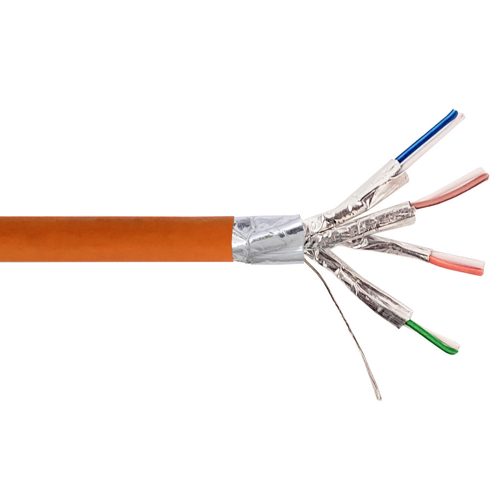 1000ft 4 Pair CAT6 550Mhz 26AWG Stranded Shielded FFTP FT4/CMR Bulk Cable - Orange