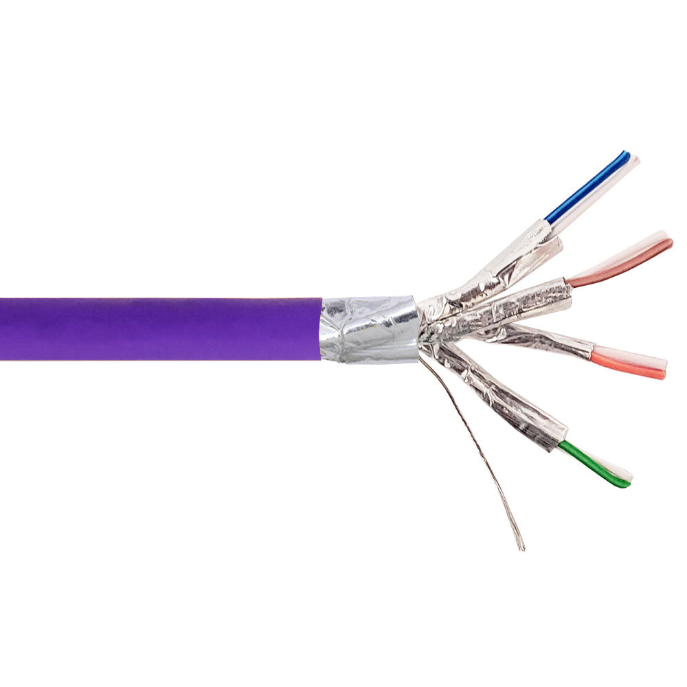1000ft 4 Pair CAT6 550Mhz 26AWG Stranded Shielded FFTP FT4/CMR Bulk Cable - Purple