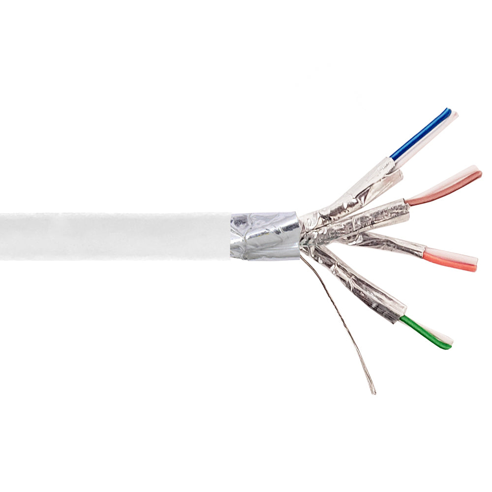 1000ft 4 Pair CAT6 550Mhz 26AWG Stranded Shielded FFTP FT4/CMR Bulk Cable - White