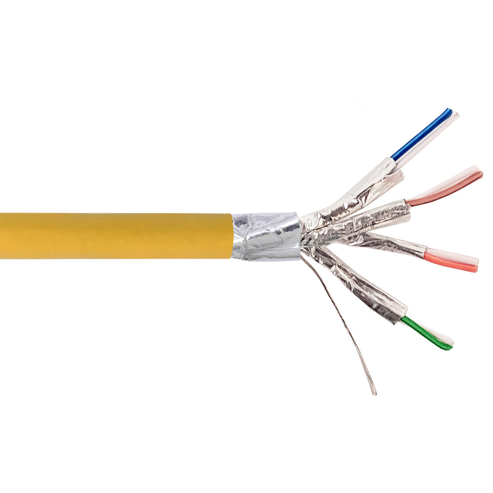 1000ft 4 Pair CAT6 550Mhz 26AWG Stranded Shielded FFTP FT4/CMR Bulk Cable - Yellow
