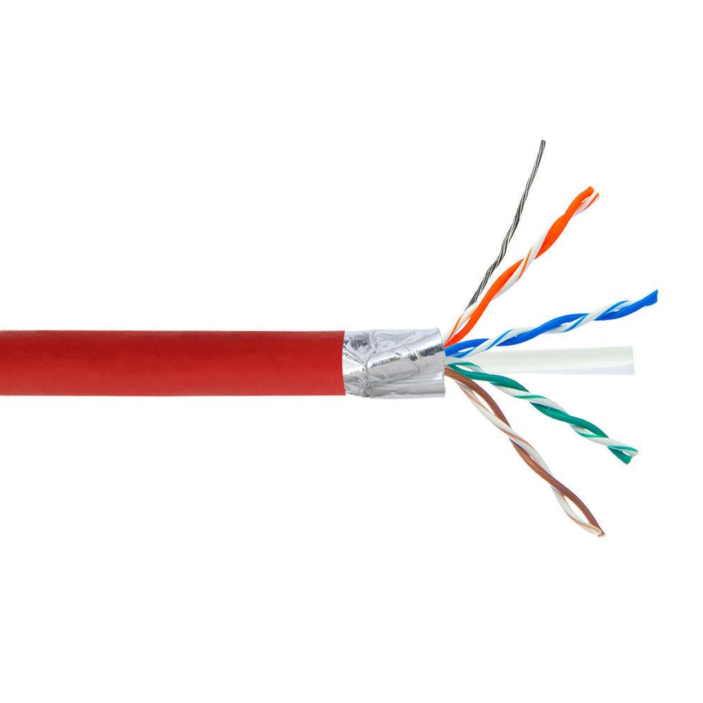 1000ft 4 Pair CAT6 550Mhz Stranded Shielded STP FT4/CMR Bulk Cable - Red