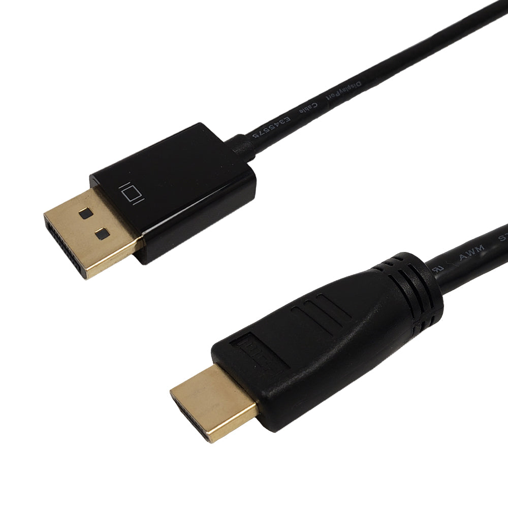 DisplayPort Male to HDMI Male Cable with Audio - 4Kx2K 60Hz - 28AWG CL3/FT4 - 10ft