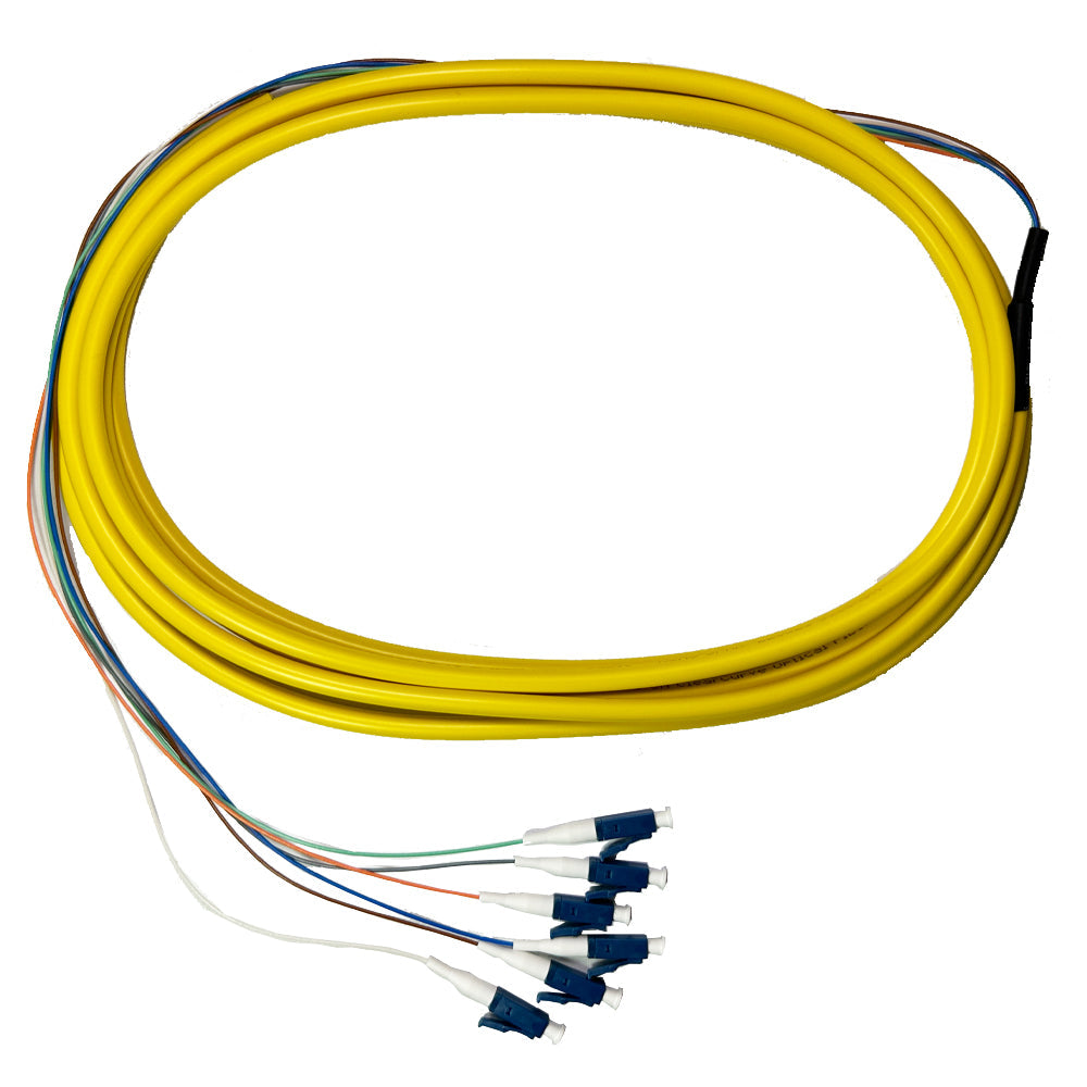 3m LC/UPC OS2 Singlemode Simplex 9 micron - 900um Jacketed Pigtail - 19inch Fan-Out - OFNR - 6-Fiber