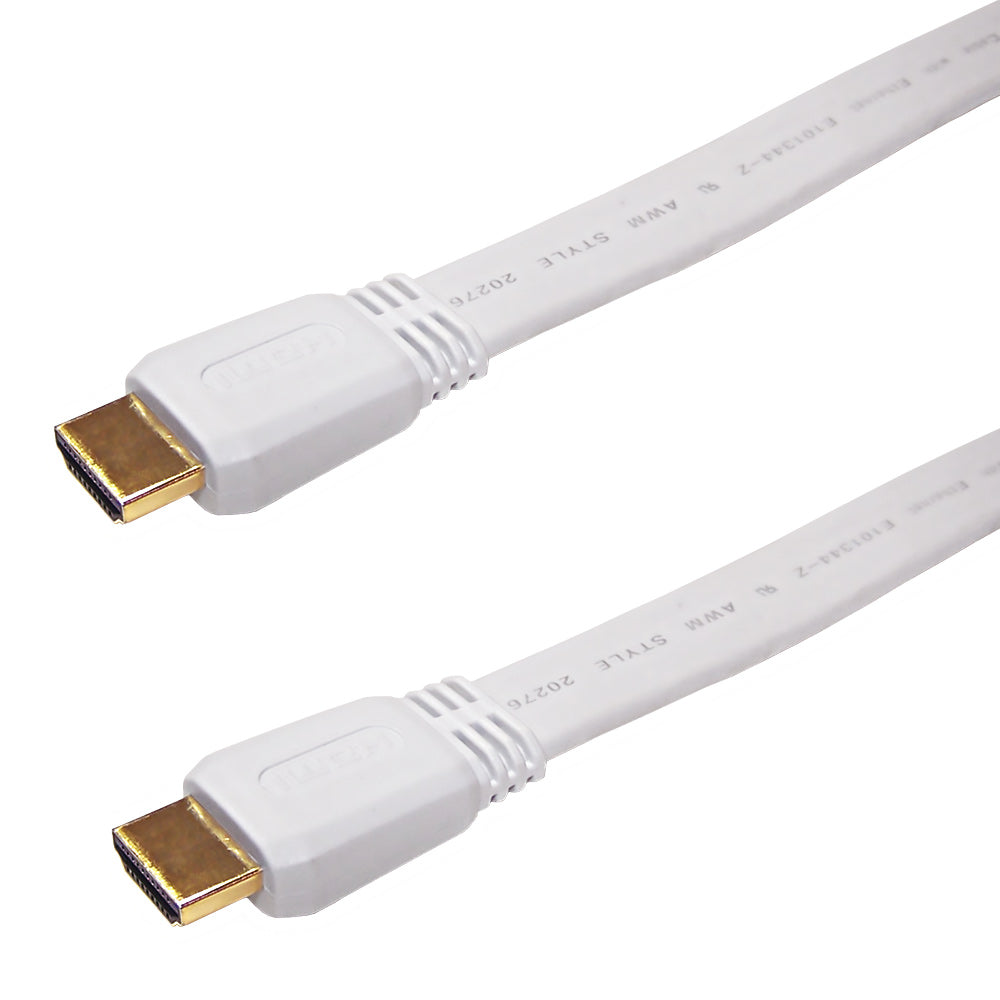 Flat HDMI High Speed with Ethernet 4K@60Hz Cable FT4 - White - 3ft