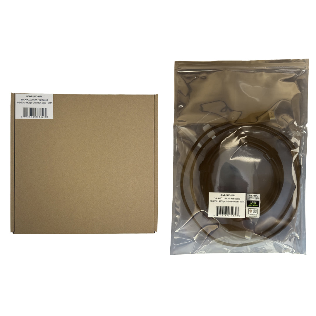 AOC 2.1 - Active Optical Cable - HDMI Certified 8K@60Hz - 48Gbps - UHD - HDR Cable - CMP Plenum Rated - 10m