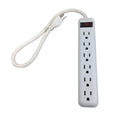 6 Outlet Power Strip - 1.5ft Cord, Straight Plug - White