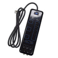 8 Outlet Surge Protector - 3600J, 6ft cord, Down Angle Plug, 2 USB Charging Ports, CATV/Phone/DSL Protection - Black
