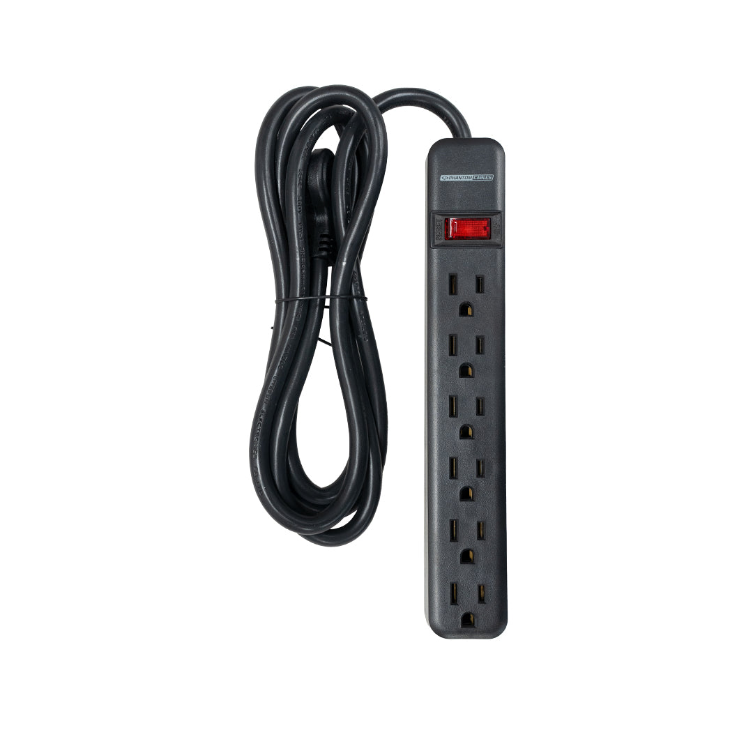 6 Outlet Power Strip - 45 Degree Angle 5-15P Plug - 10ft - White
