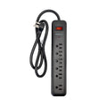6 Outlet 900J Surge Protector - 45 Degree Angle 5-15P Plug – Circuit Breaker - 3ft - Black