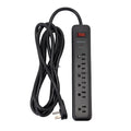 6 Outlet 900J Surge Protector - 45 Degree Angle 5-15P Plug – Circuit Breaker - 25ft - Black