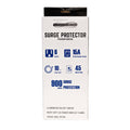 6 Outlet 900J Surge Protector - 45 Degree Angle 5-15P Plug – Circuit Breaker - 3ft - White