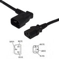 IEC C13 to IEC C14 Left Angle Power Cable - 18AWG - SJT Jacket - 12ft