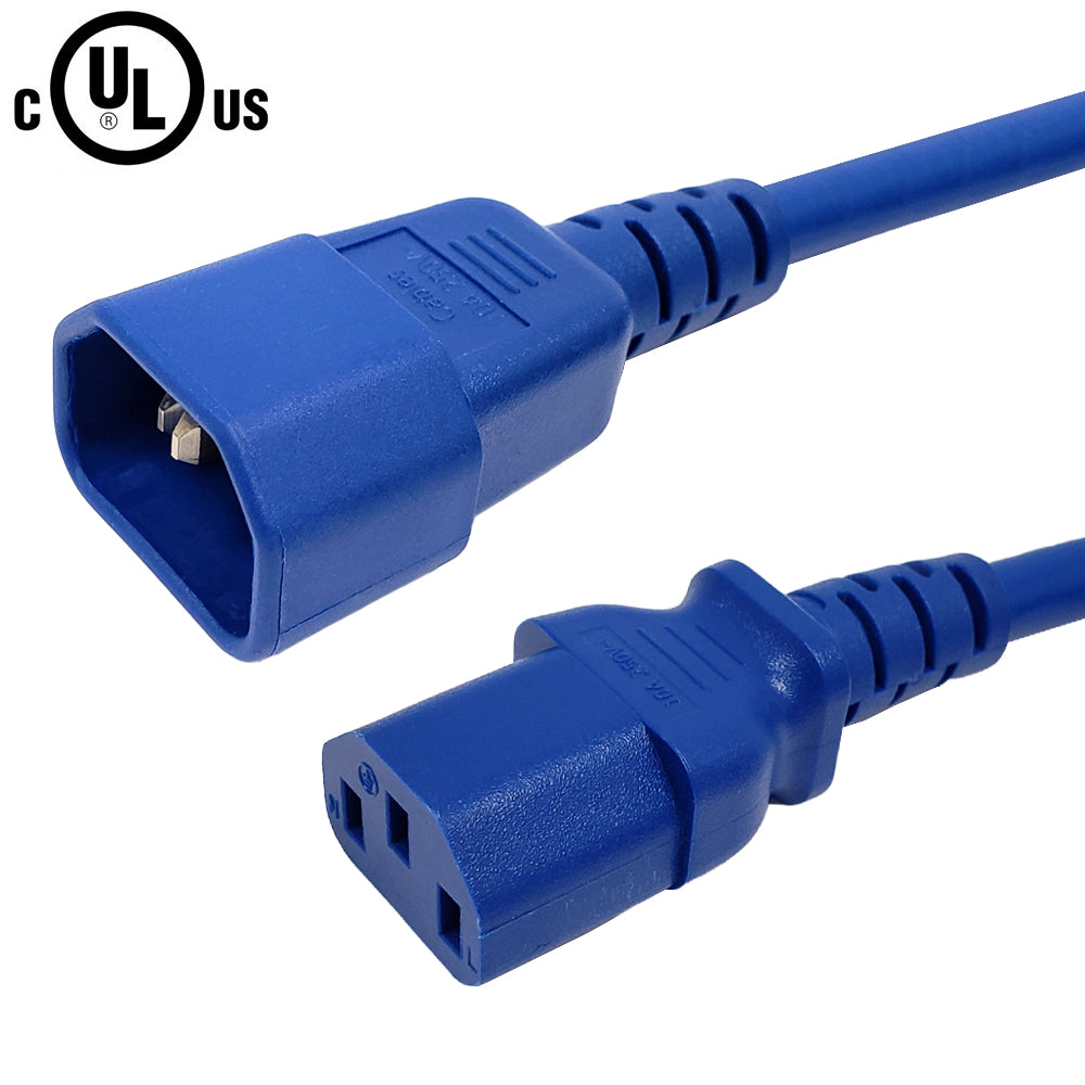 IEC C13 to IEC C14 Power Cable - SJT Jacket - 14AWG (15A 250V) - 1.5ft - Black