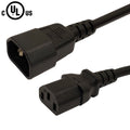 IEC C13 to IEC C14 Power Cable - SJT Jacket - 14AWG (15A 250V) - 1ft - Black