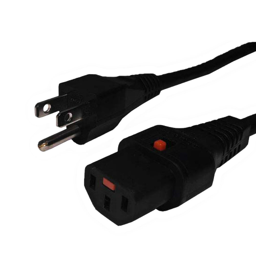 5-15P to Locking C13 Power Cable - SJT Jacket - 2ft