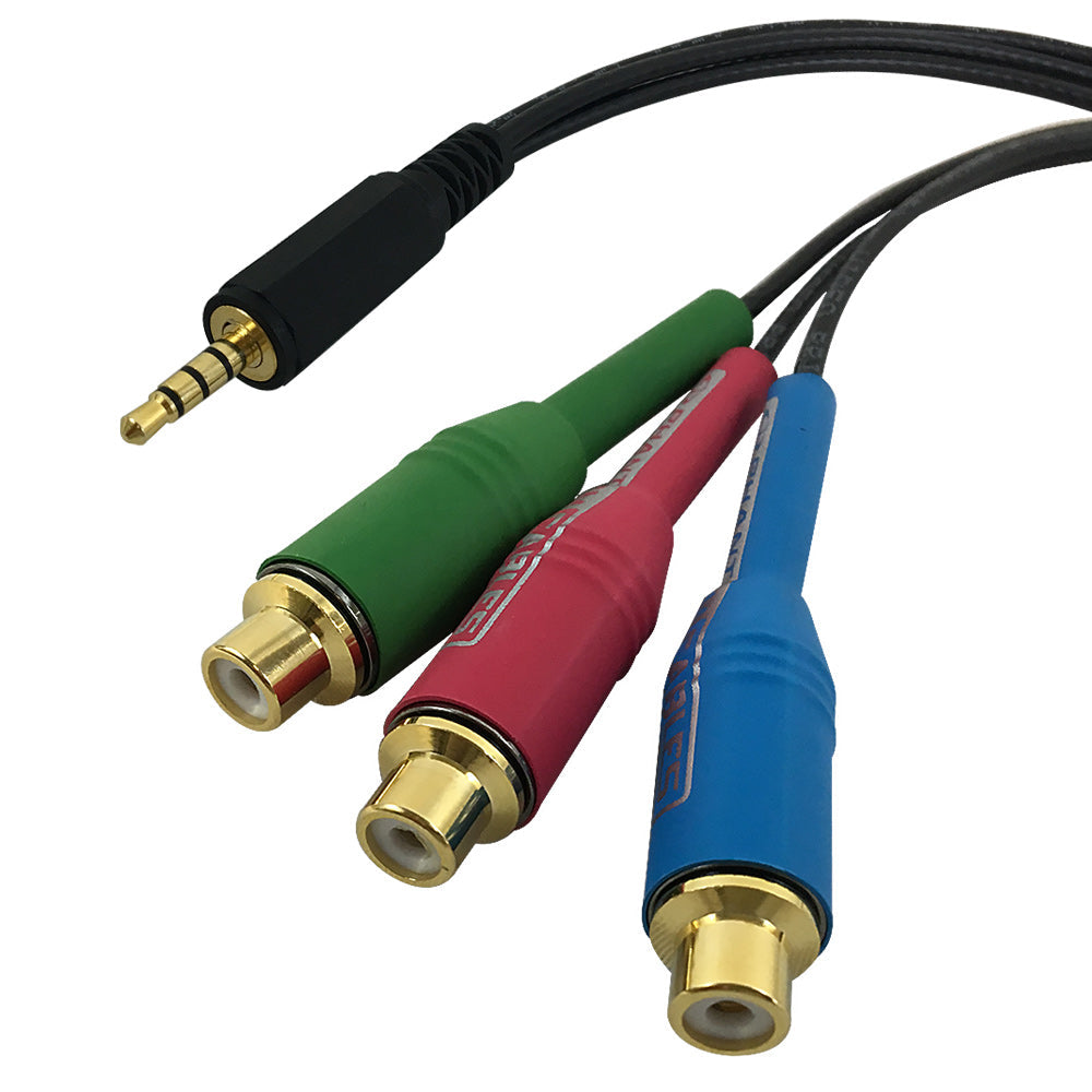 3.5mm 4C Male to 3x RCA Female Cable (Component Samsung Dongle) - 1ft