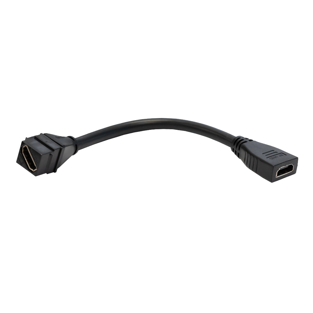 6 inch HDMI Female to Female 8K Keystone Wall Plate Insert - Black