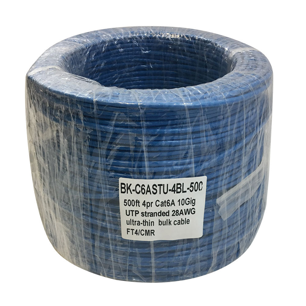 500ft 4 Pair CAT6A 10Gig UTP Stranded 28AWG Ultra-Thin Bulk Cable FT4 - Grey