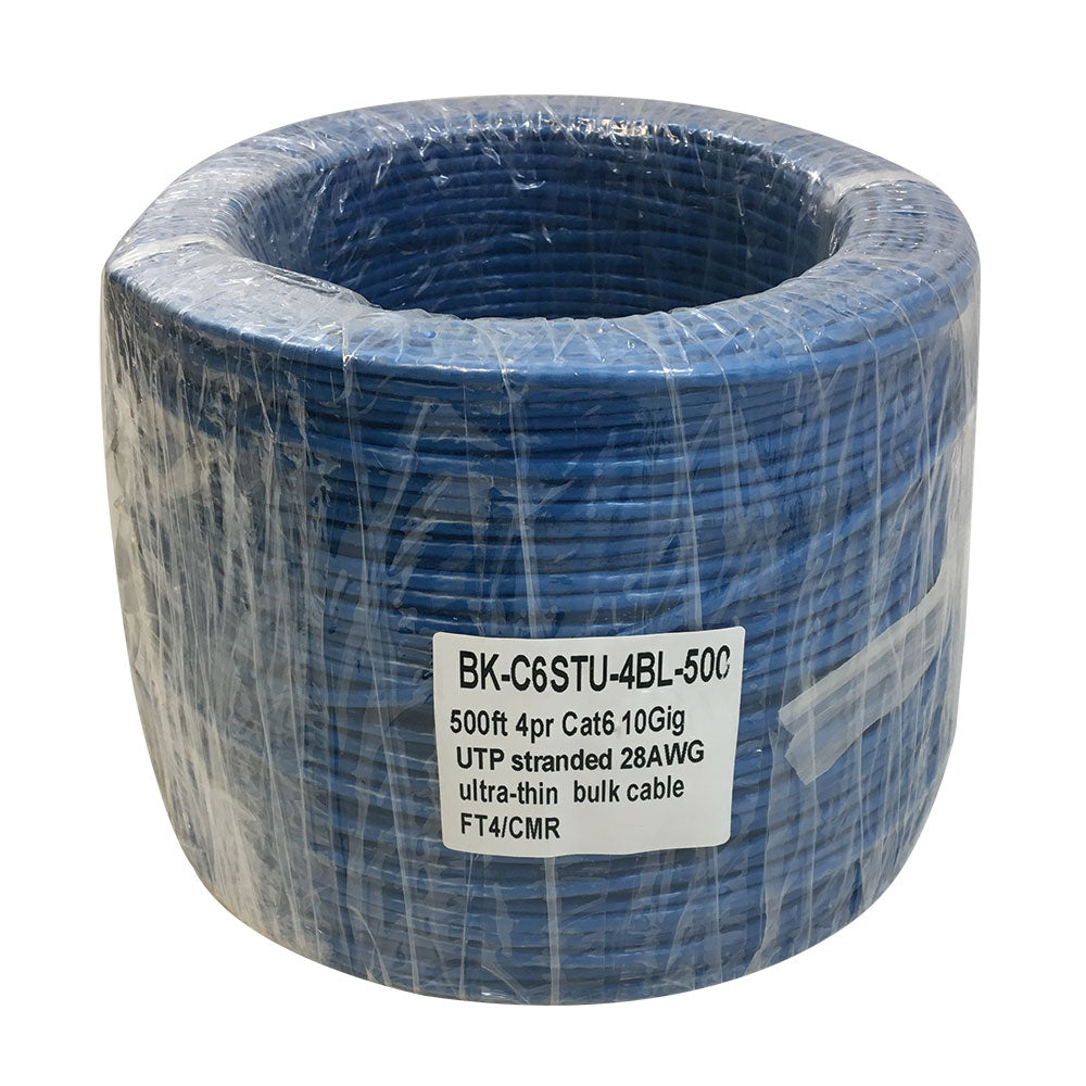 500ft 4 Pair CAT6 UTP Stranded 28AWG Ultra-Thin Bulk Cable FT4 - Grey