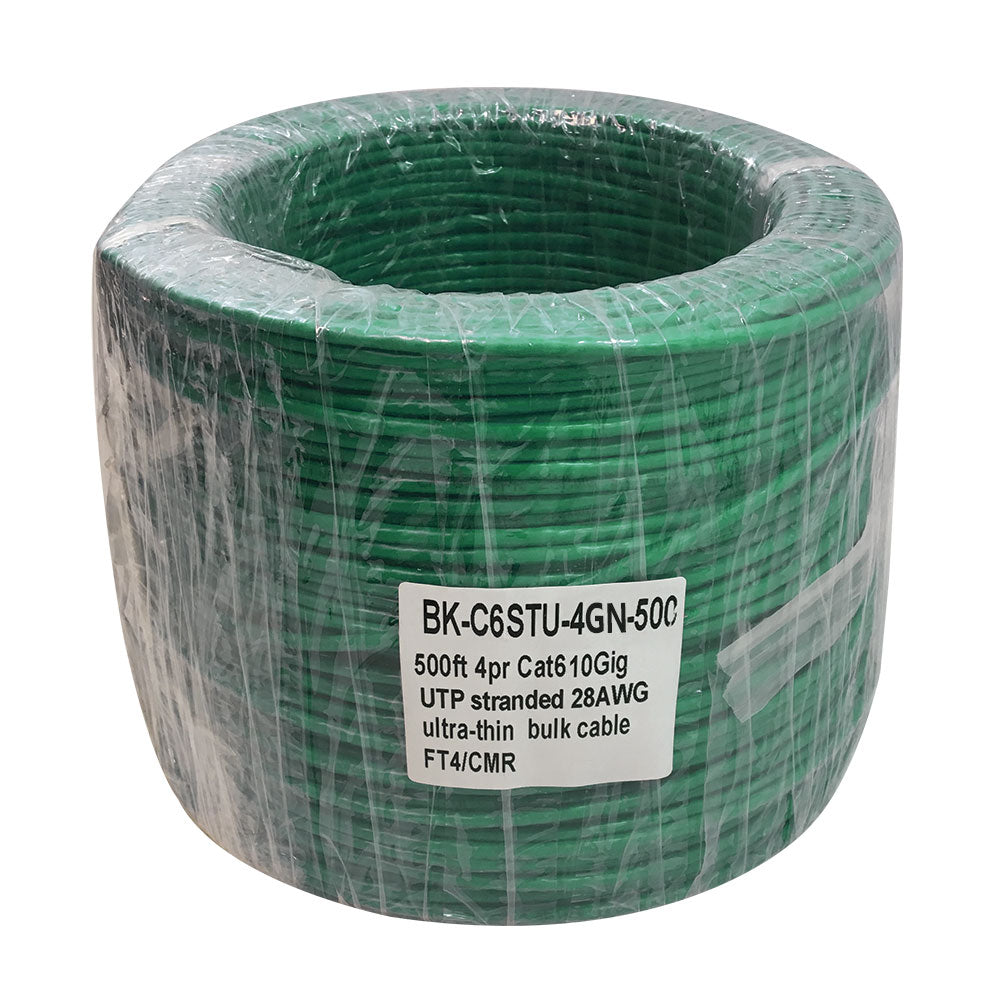 500ft 4 Pair CAT6A 10Gig UTP Stranded 28AWG Ultra-Thin Bulk Cable FT4 - Purple